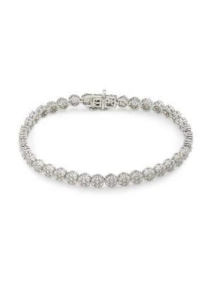 商品Saks Fifth Avenue|14K White Gold & 3.50 TCW Diamond Floral Tennis Bracelet,价格¥12529,第1张图片
