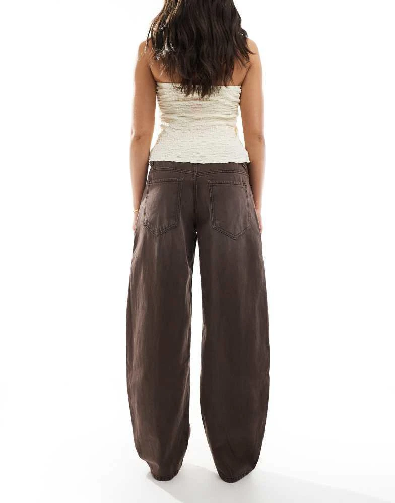 商品Bershka|Bershka ballon wide leg jeans in washed brown,价格¥314,第3张图片详细描述