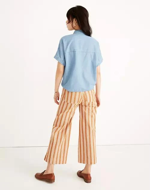 商品Madewell|Denim Short-Sleeve Tie-Front Shirt,价格¥317,第3张图片详细描述