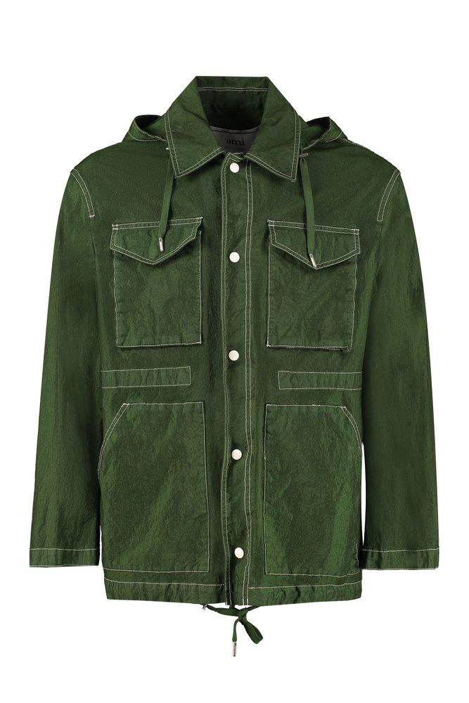 商品AMI|AMI Pocket Patch Hooded Jacket,价格¥2792,第1张图片