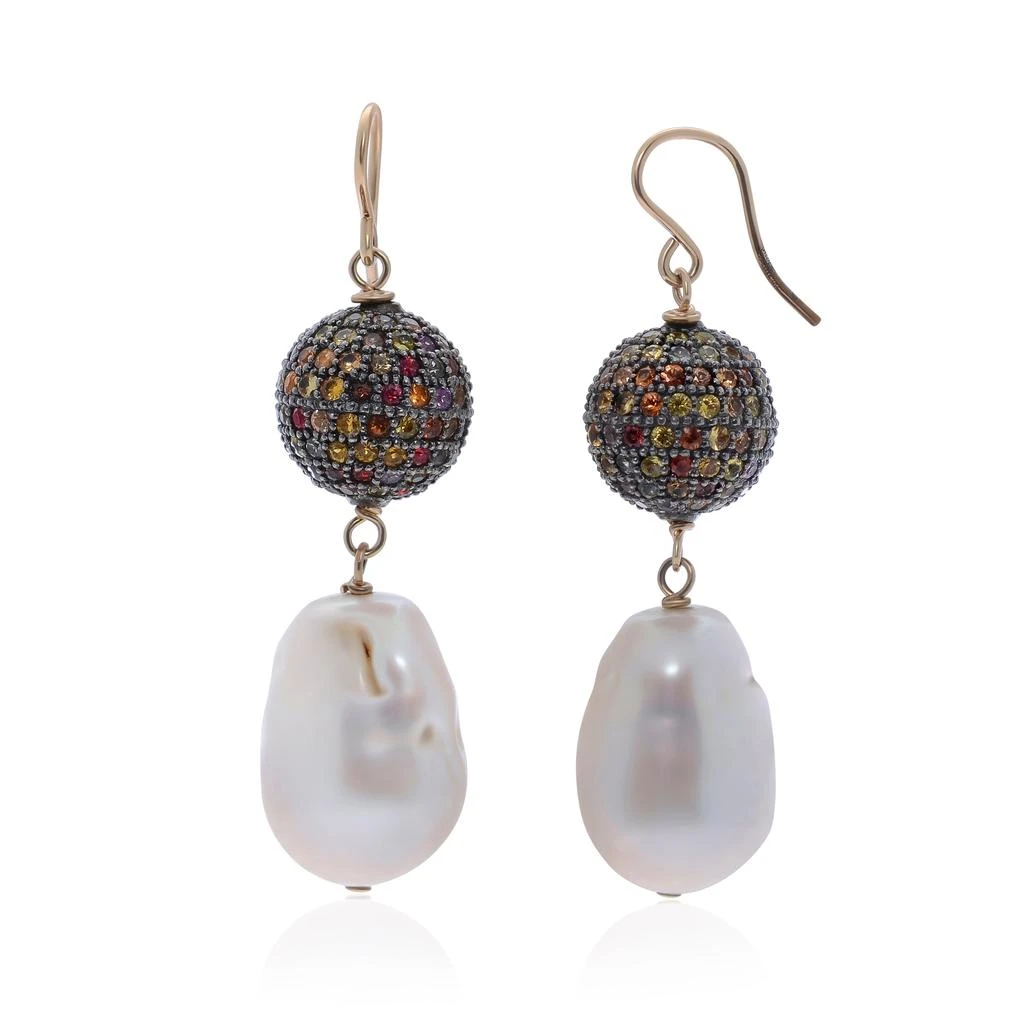 商品Zydo|Zydo Sterling Silver, Multicolored Sapphire 16.60ct. tw. and Pearl 12mm Drop Earrings,价格¥17597,第3张图片详细描述