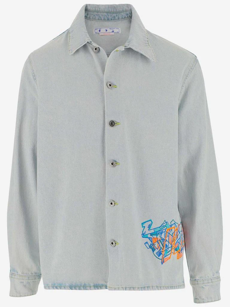 商品Off-White|OFF-WHITE EMBROIDERED DENIM GRAFFITI SHIRT,价格¥2690,第1张图片
