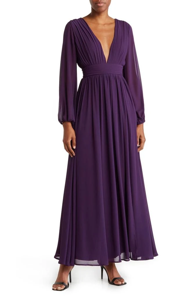 商品Love by Design|Iris Plunge Neck Long Sleeve Maxi Dress,价格¥332,第1张图片