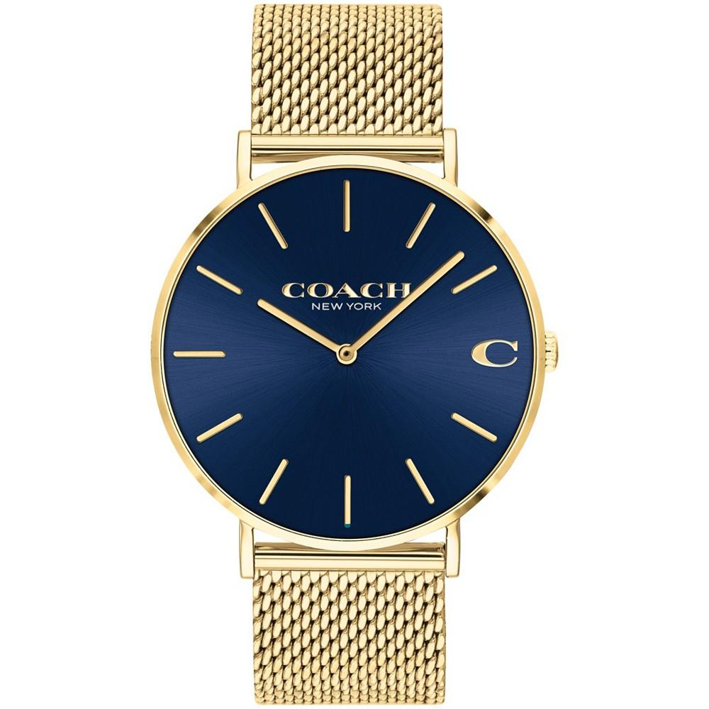 Men's Charles Gold-Tone Mesh Bracelet Watch 41mm商品第1张图片规格展示