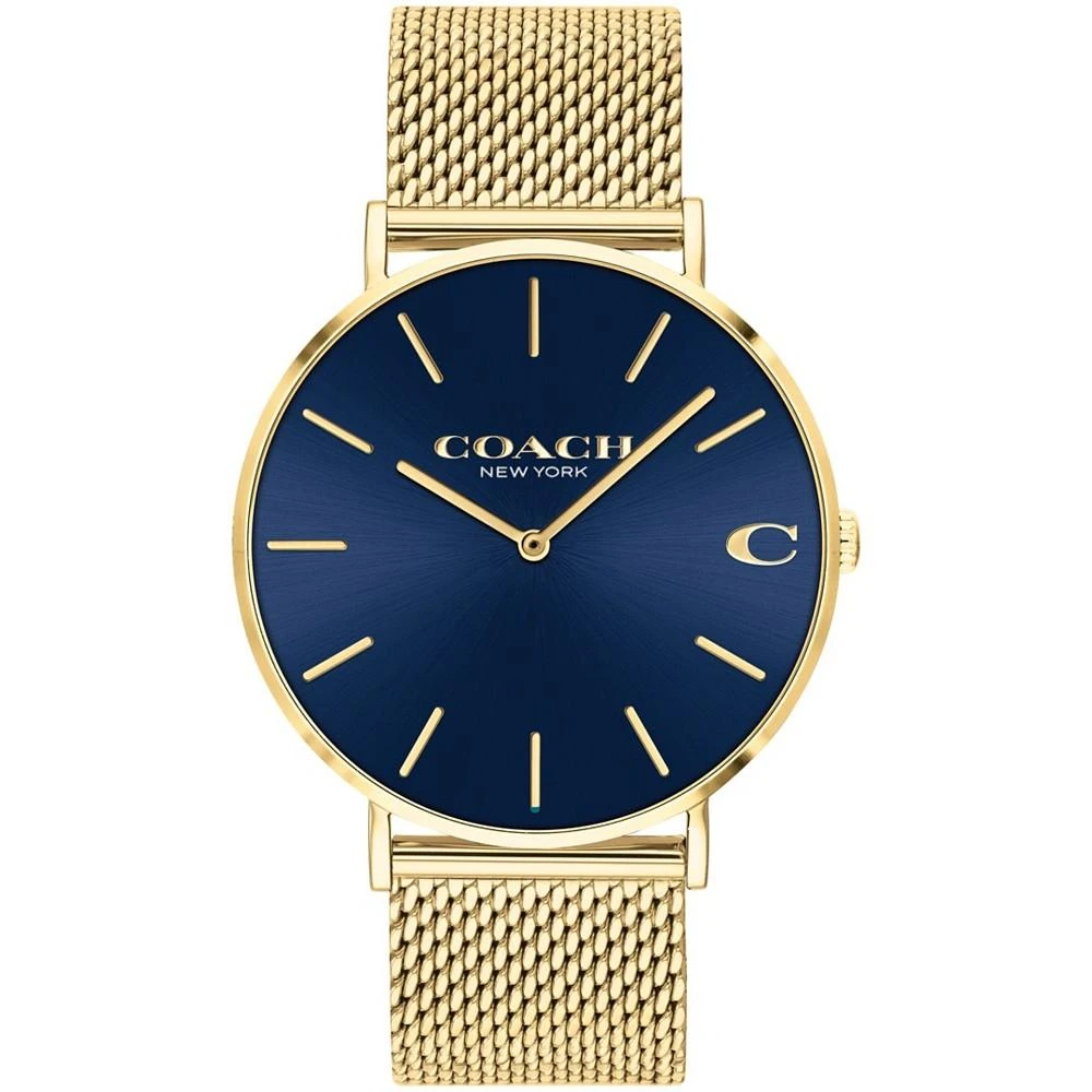 商品Coach|Men's Charles Gold-Tone Mesh Bracelet Watch 41mm,价格¥1307,第1张图片