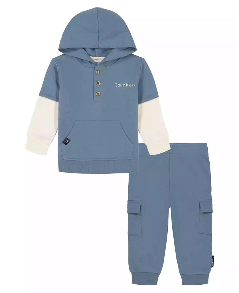 商品Calvin Klein|Baby Boy Fleece Hoodie and Cargo Joggers Set, 2 piece,价格¥167,第1张图片