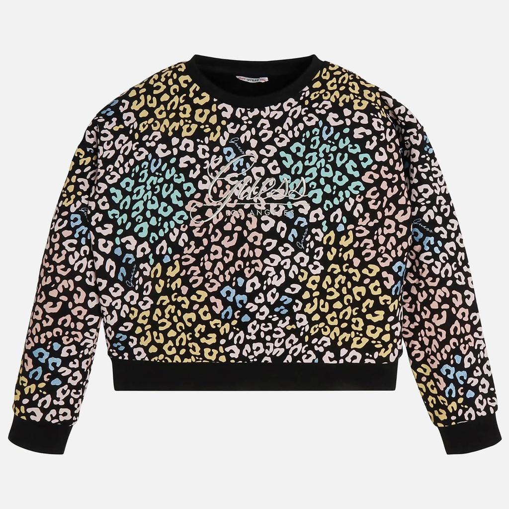 Guess Girls Logo-Embroidered Leopard-Prihnt Cotton Sweatshirt商品第1张图片规格展示