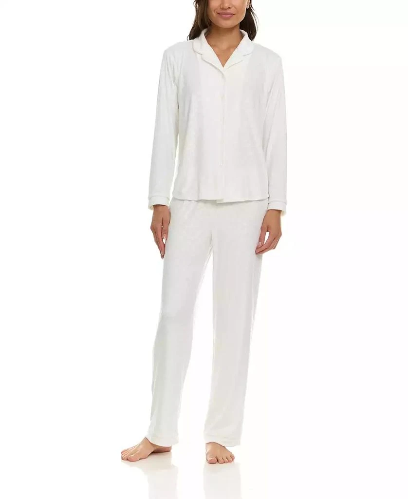 商品Flora Nikrooz|Women's Addie Printed Velour Long Sleeve Pajama Set,价格¥187,第1张图片