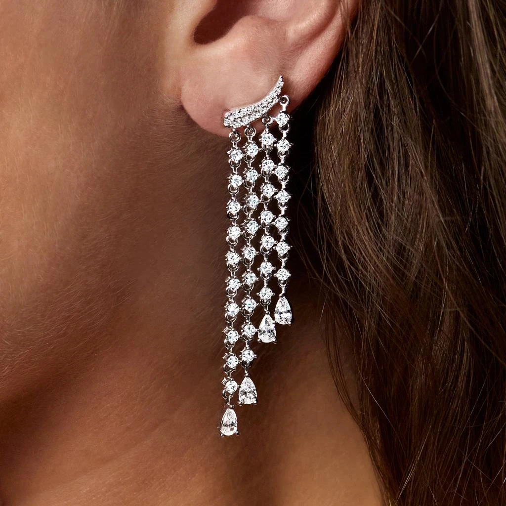 商品Ross-Simons|Ross-Simons Italian CZ Multi-Strand Drop Earrings in Sterling Silver,价格¥946,第3张图片详细描述