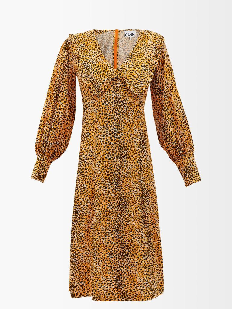 商品Ganni|Chelsea-collar cheetah-print crepe dress,价格¥546,第1张图片