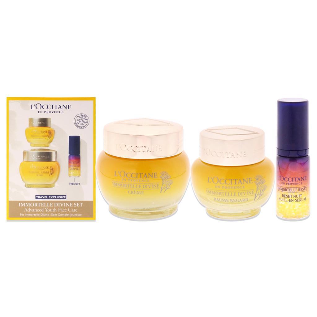 商品L'Occitane|Immortelle Divine Set - Advance Youth Face Care by LOccitane for Unisex - 3 Pc 0.5oz Eye Balm, 1.7oz Cream, 0.16oz Oil-In-Serum,价格¥960,第1张图片