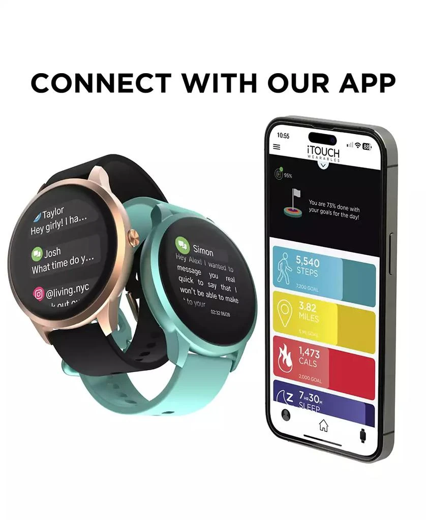 商品iTouch|Sport 4 Unisex Silicone Strap Smartwatch 43.2mm,价格¥453,第5张图片详细描述