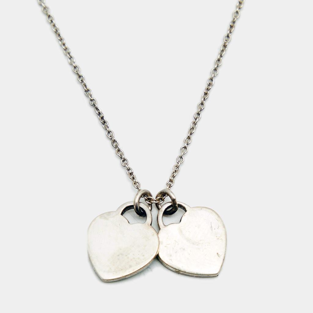Tiffany & Co. Return to Tiffany Blue Enamel Sterling Silver Heart Tag Pendant Necklace商品第2张图片规格展示