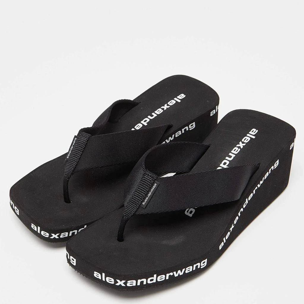 商品[二手商品] Alexander Wang|Alexander Wang Black Rubber Logo Flip Flops Size 37,价格¥1756,第2张图片详细描述