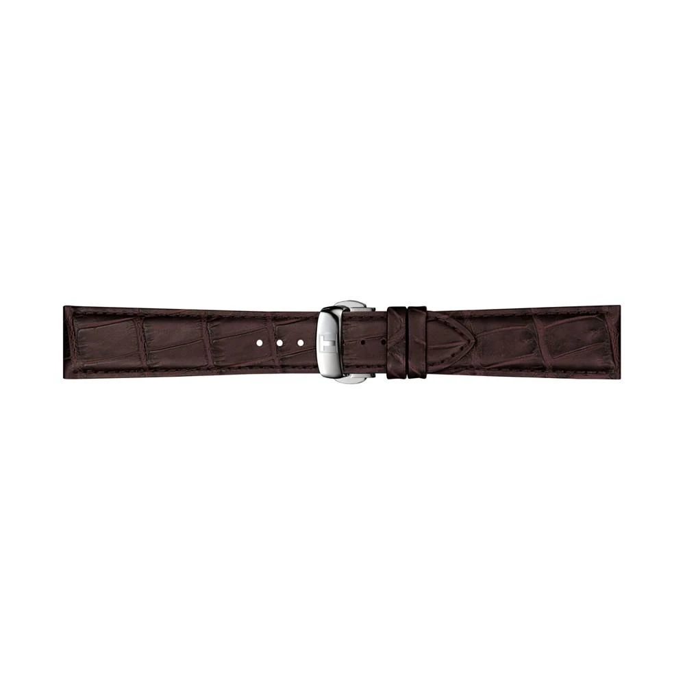 商品Tissot|Men's Swiss Automatic Powermatic 80 Silicium Brown Leather Strap Watch 40mm,价格¥5956,第5张图片详细描述