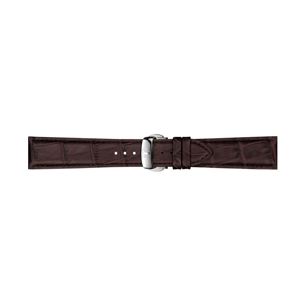 商品Tissot|Men's Swiss Automatic Powermatic 80 Silicium Brown Leather Strap Watch 40mm,价格¥5258,第7张图片详细描述