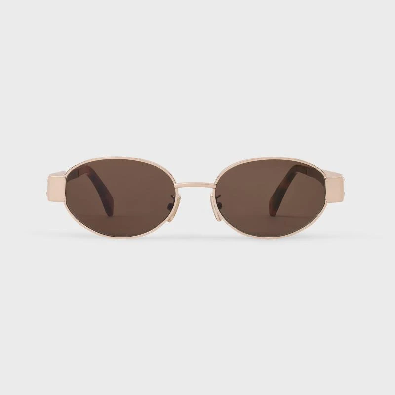 商品Celine|Celine/赛琳 女士玫瑰金/ 棕色金属太阳镜,价格¥2929,第1张图片