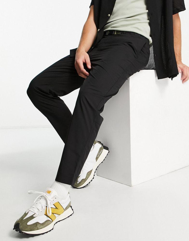 商品Calvin Klein|Calvin Klein Jeans utility tab belt loose woven trousers in black,价格¥565,第5张图片详细描述