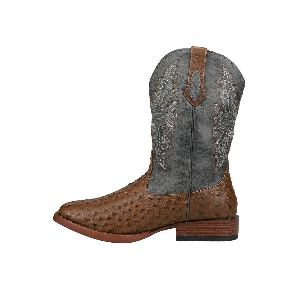 商品Roper|Henry Tooled-Inlay Squared Toe Cowboy Boots (Big Kid),价格¥373,第3张图片详细描述