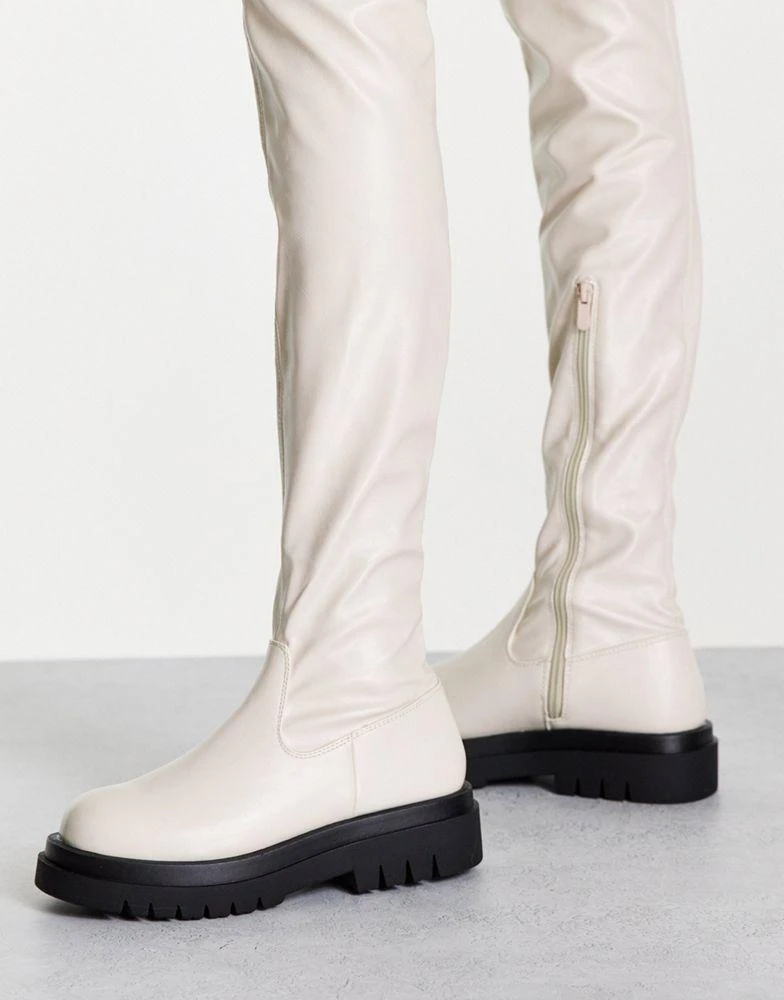 商品Origins|Origins chunky over the knee boot in cream,价格¥291,第4张图片详细描述