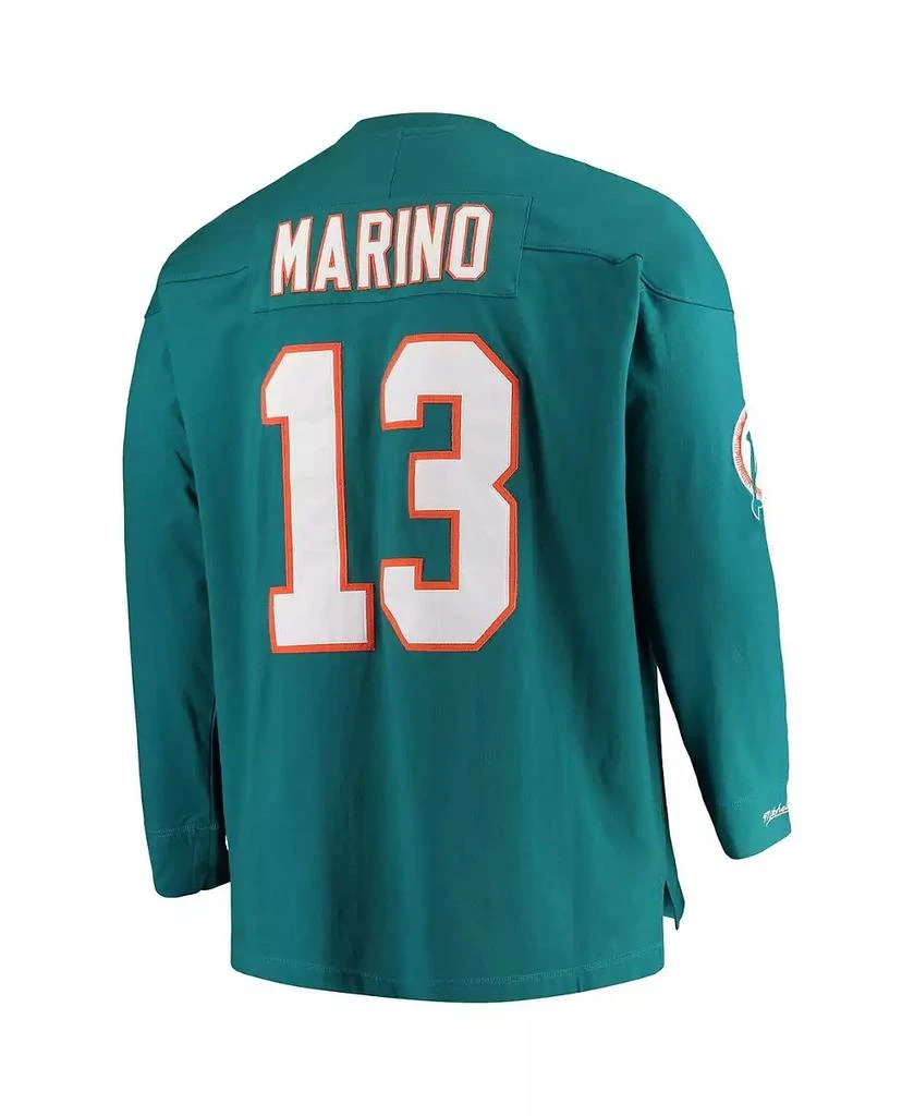 商品Mitchell & Ness|Men's Dan Marino Aqua Miami Dolphins Big and Tall Retired Player Name and Number Long Sleeve Top,价格¥668,第4张图片详细描述