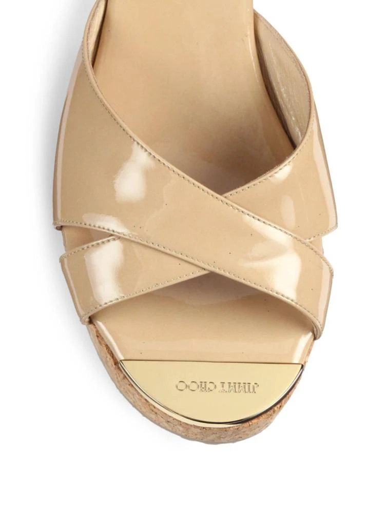 商品Jimmy Choo|Prima Patent Leather Cork Wedge Sandals,价格¥1771,第3张图片详细描述