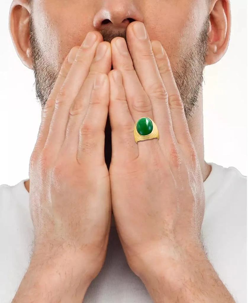 商品Effy|EFFY® Men's Dyed Jade Cabochon Ring in Gold-Plated Sterling Silver,价格¥1833,第2张图片详细描述