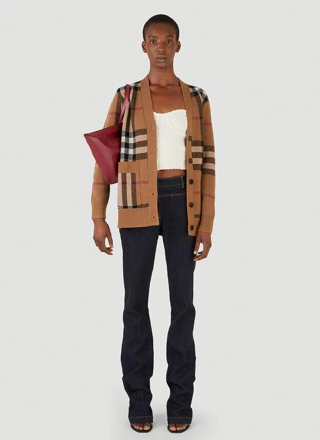 商品Burberry|Check Knit Cardigan in Brown,价格¥9566,第2张图片详细描述