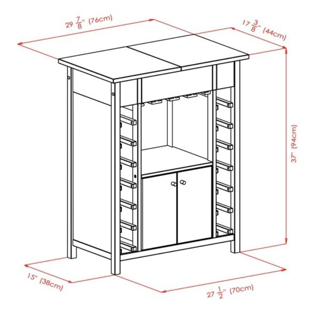 商品Hivvago|Wine Cabinet Expandable Top Espresso,价格¥3469,第4张图片详细描述