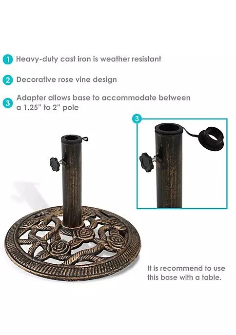 商品Sunnydaze Decor|Decor 16 In Rose Blossom Cast Iron Round Patio Umbrella Base   Bronze,价格¥649,第4张图片详细描述