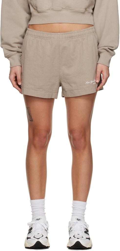 Taupe 'NY Health Club' Shorts商品第1张图片规格展示