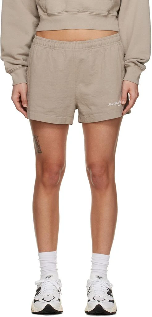 商品Sporty & Rich|Taupe 'NY Health Club' Shorts,价格¥441,第1张图片