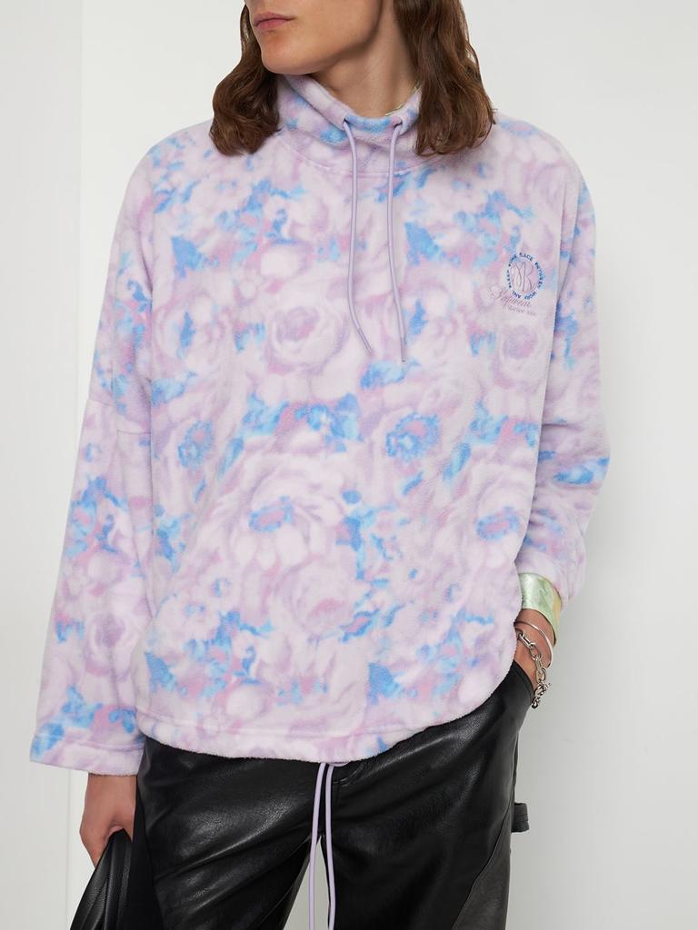 Floral Print High Collar Fleece Jacket商品第2张图片规格展示