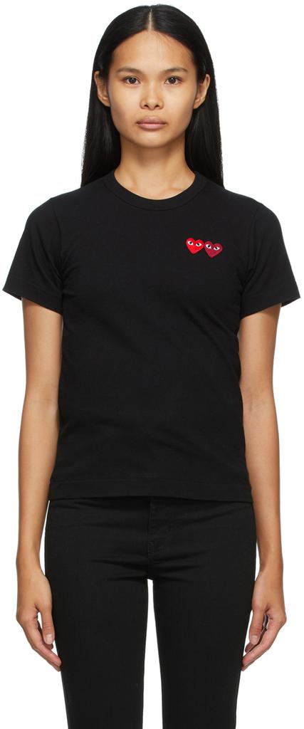 女式 双心T恤 黑色商品第1张图片规格展示
