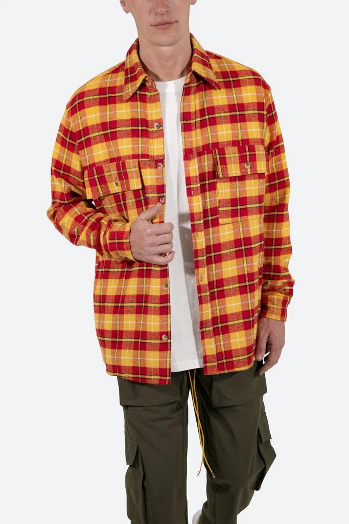 Relaxed Cargo Flannel Shirt - Yellow/Red 商品