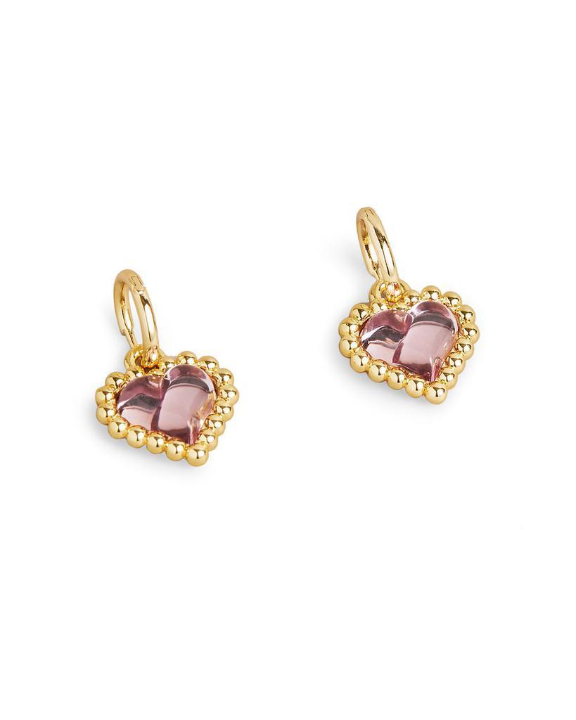 商品Ted Baker London|Hailee Crystal Heart Charm Huggie Hoop Earrings in Gold Tone,价格¥273,第1张图片