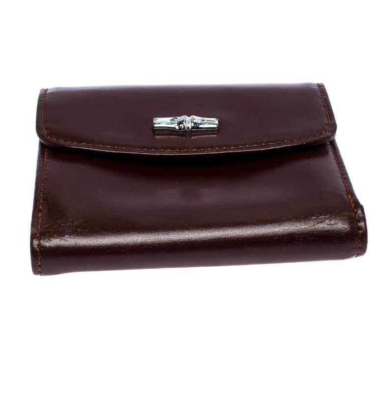 Longchamp Maroon Leather Roseau Compact Wallet 商品