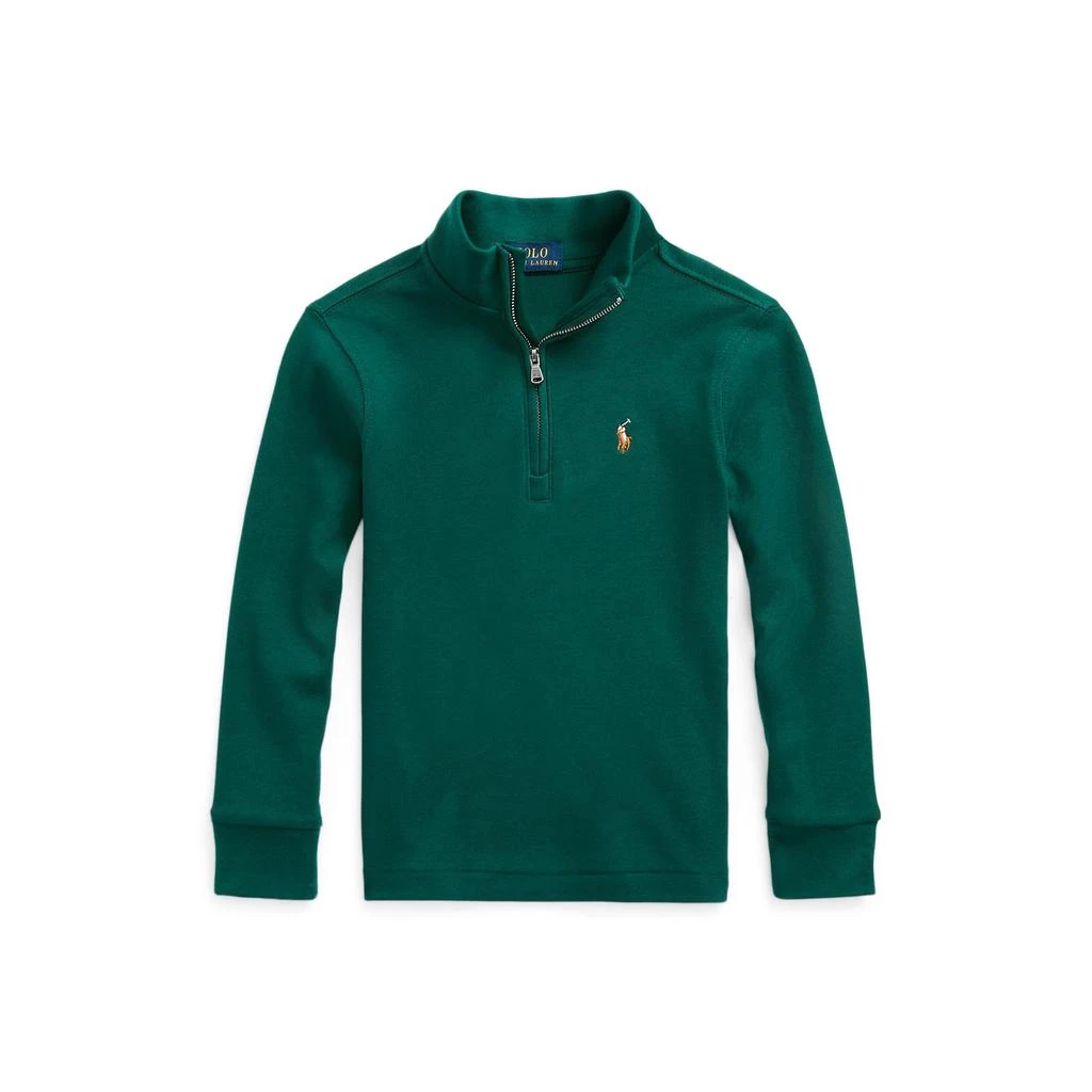 商品Ralph Lauren|Cotton Interlock Quarter-Zip Pullover (Toddler/Little Kids),价格¥445,第1张图片