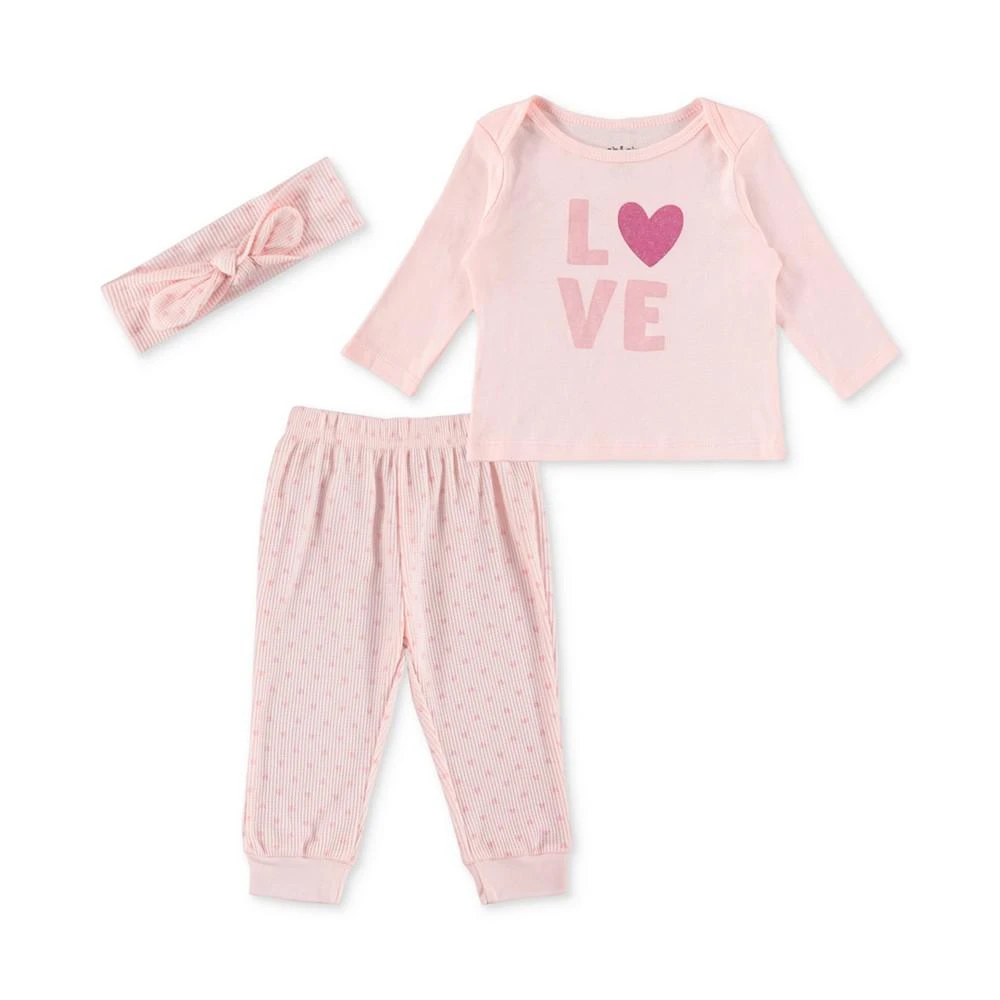 商品Chickpea|Baby Girls Love Headband, Top, Joggers, 3 Piece Set,价格¥45,第1张图片