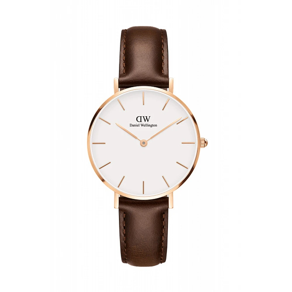 商品Daniel Wellington|包邮 | 32mm白色表盘玫瑰金表壳深棕色皮质表带石英表 DW00100171（预计 1 周发货）【Z洛杉矶直发】,价格¥834,第1张图片