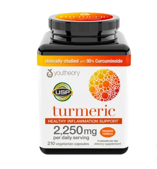 商品Youtheory|美国直邮 Youtheory Turmeric高浓度姜黄素胶囊进口解酒益肝210粒,价格¥335,第1张图片