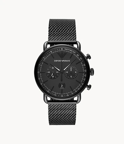 商品Emporio Armani|Emporio Armani Aviator Chronograph Quartz Black Dial Men's Watch AR11264｜包邮【G纽约直发】,价格¥1783,第1张图片
