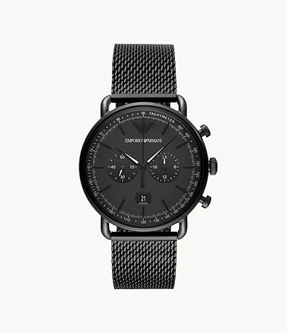商品Emporio Armani|Emporio Armani Aviator Chronograph Quartz Black Dial Men's Watch AR11264|包邮【G纽约直发】,价格¥1783,第1张图片详细描述