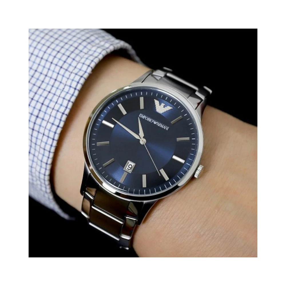 商品Emporio Armani|Emporio Armani Renato Silver Quartz Watch Blue Dial AR11180｜包邮【G纽约直发】,价格¥1193,第4张图片详细描述