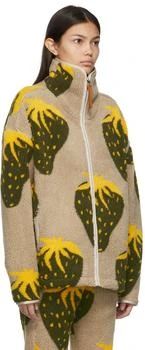 商品JW Anderson|Beige Fleece Strawberry Zip-Up Sweater ,价格¥4128,第2张图片详细描述