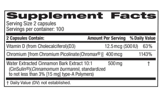 商品trunature|美国直邮TruNature CinSulin肉桂+酵母铬胶囊每日2粒保健200粒,价格¥182,第2张图片详细描述