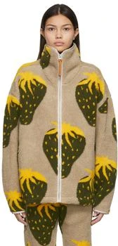 商品JW Anderson|Beige Fleece Strawberry Zip-Up Sweater ,价格¥4155,第1张图片