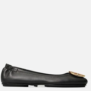 商品Tory Burch|Tory Burch Women's Minnie Travel Leather Ballet Flats - Black/Gold ,价格¥1351,第2张图片详细描述