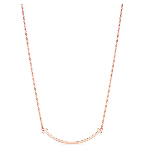 Tiffany 小号T 笑脸项链 18k玫瑰金 美国官网参考价$975 商品