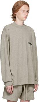 商品Essentials|灰色纯棉长袖T恤,价格¥337-¥373,第4张图片详细描述